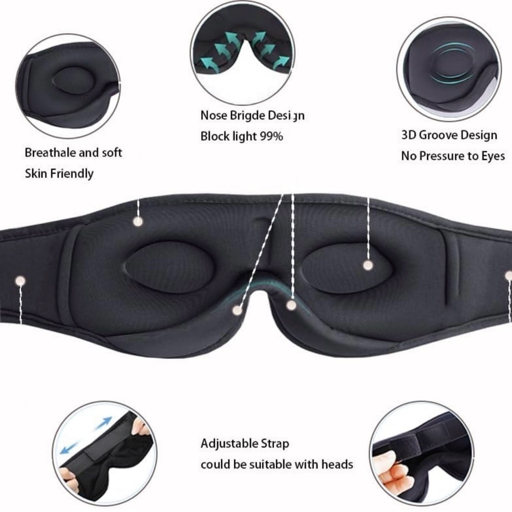 Sleep Mask with Bluetooth Headphones, Blackout Silk Eye Mask, Insomnia R…​​​ - Picture 3 of 7